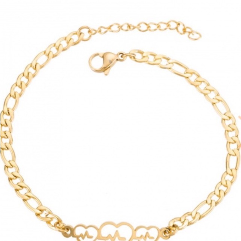 Elegant Stainless Steel Gold Heart Ankle Bracelet